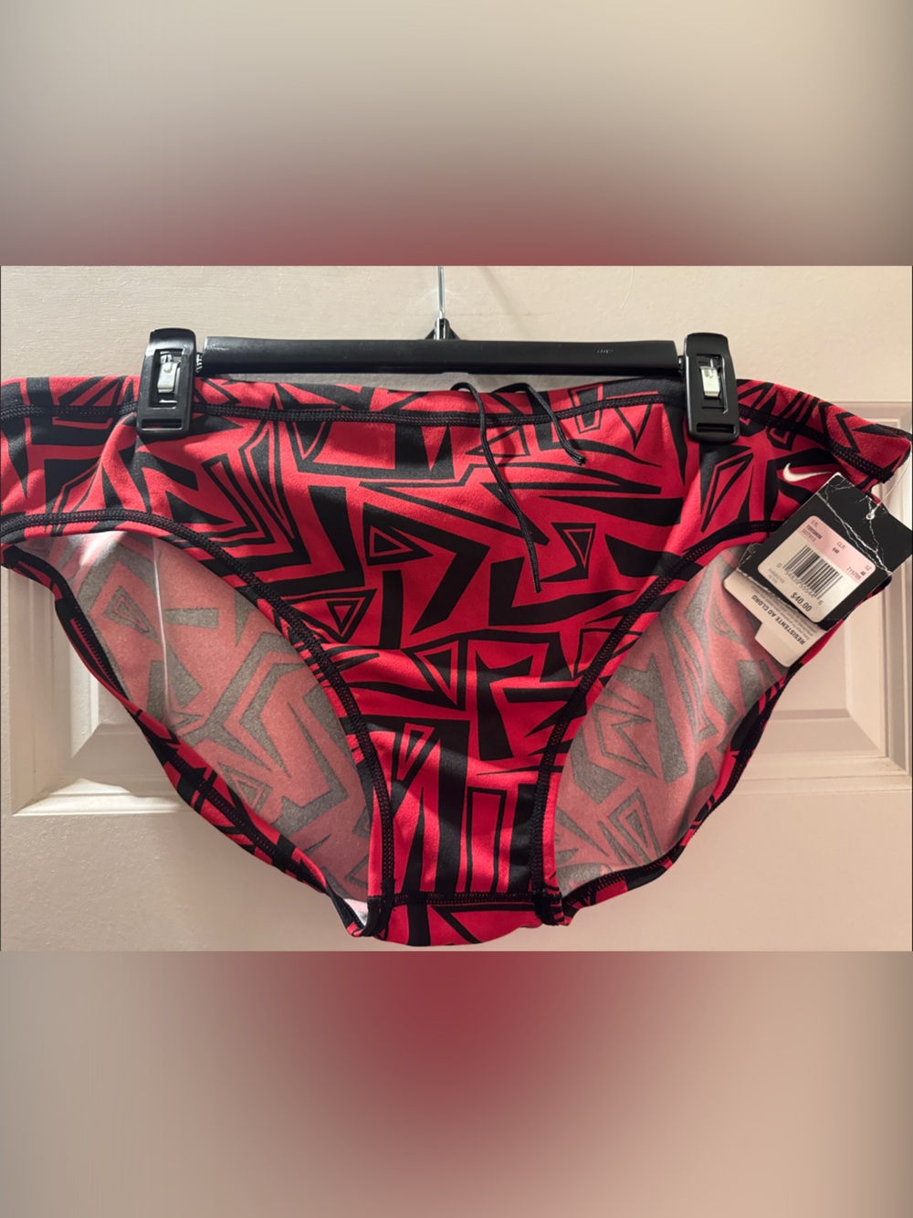 Nike Men’s Red and Black Geometric Swim Briefs Sz.40 XL/XXL